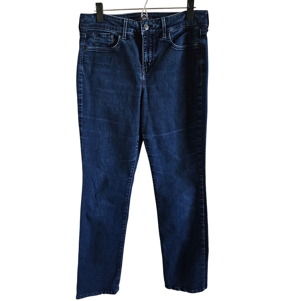 NYDJ Marilyn Straight Leg Jeans Womens 12 Extra Long Dark Wash Lift Tuck Denim